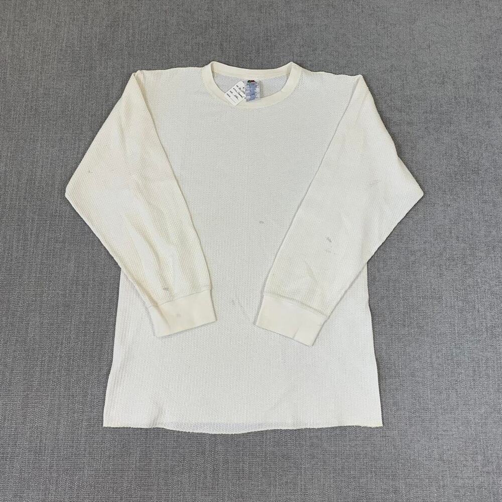 Vintage Fruit of the Loom cream long sleeve thermal shirt
